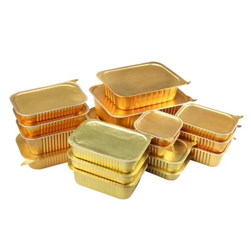 Foil Containers Newest Design Airline Aluminum Foil Food Container With Lid Disposable Eco-friendly Home Kitchen Backing 7"