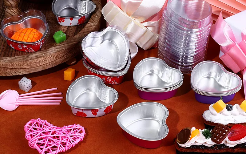 heart-shaped aluminum foil small pans