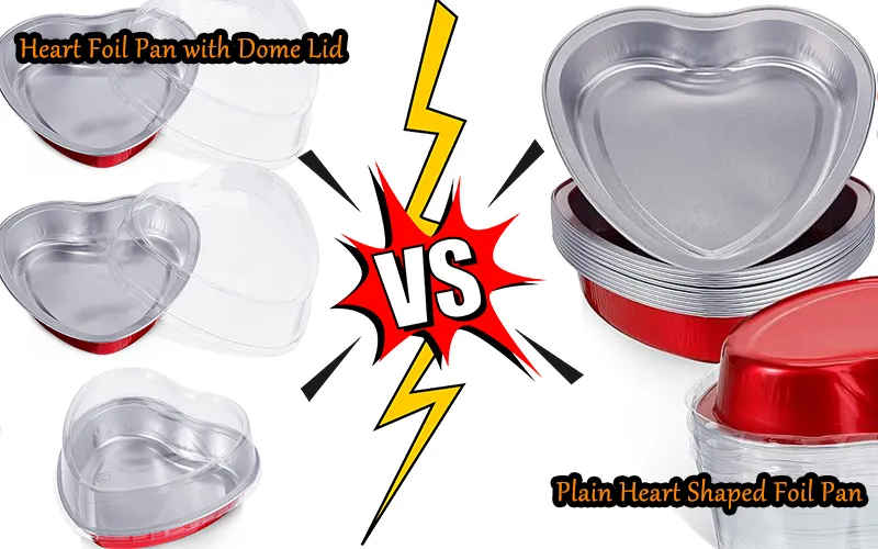 Heart shaped aluminum pans are available with lids and without lids