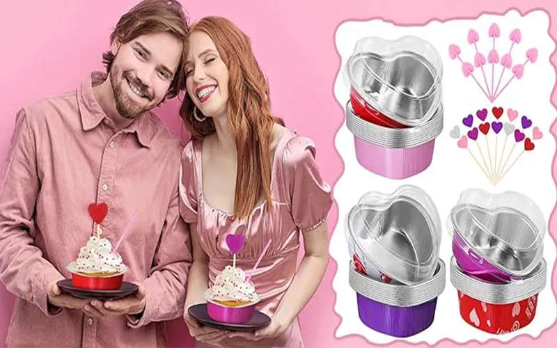 valentines day cake pan disposable aluminum foil heart shaped pan

