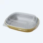 Gold aluminum smooth wall foil container with plastic lids