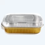 Gold aluminum smooth wall foil container with dome plastic lids