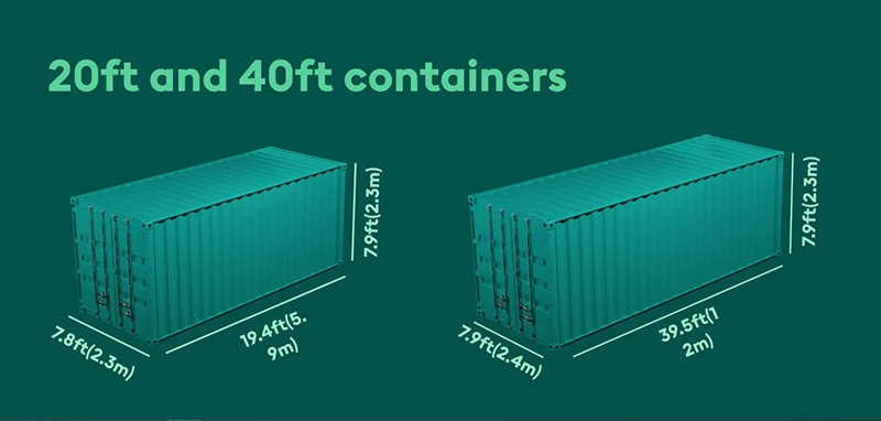 20 and 40 ft containers